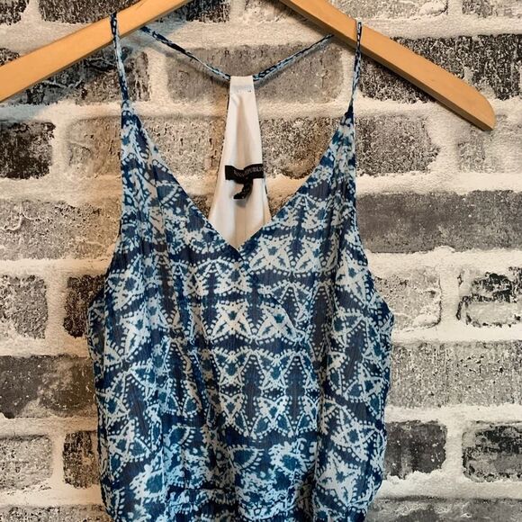 Banana Republic Blue Shibori Print Handkerchief Hem Midi Dress Size XXS Petite - Picture 4 of 8